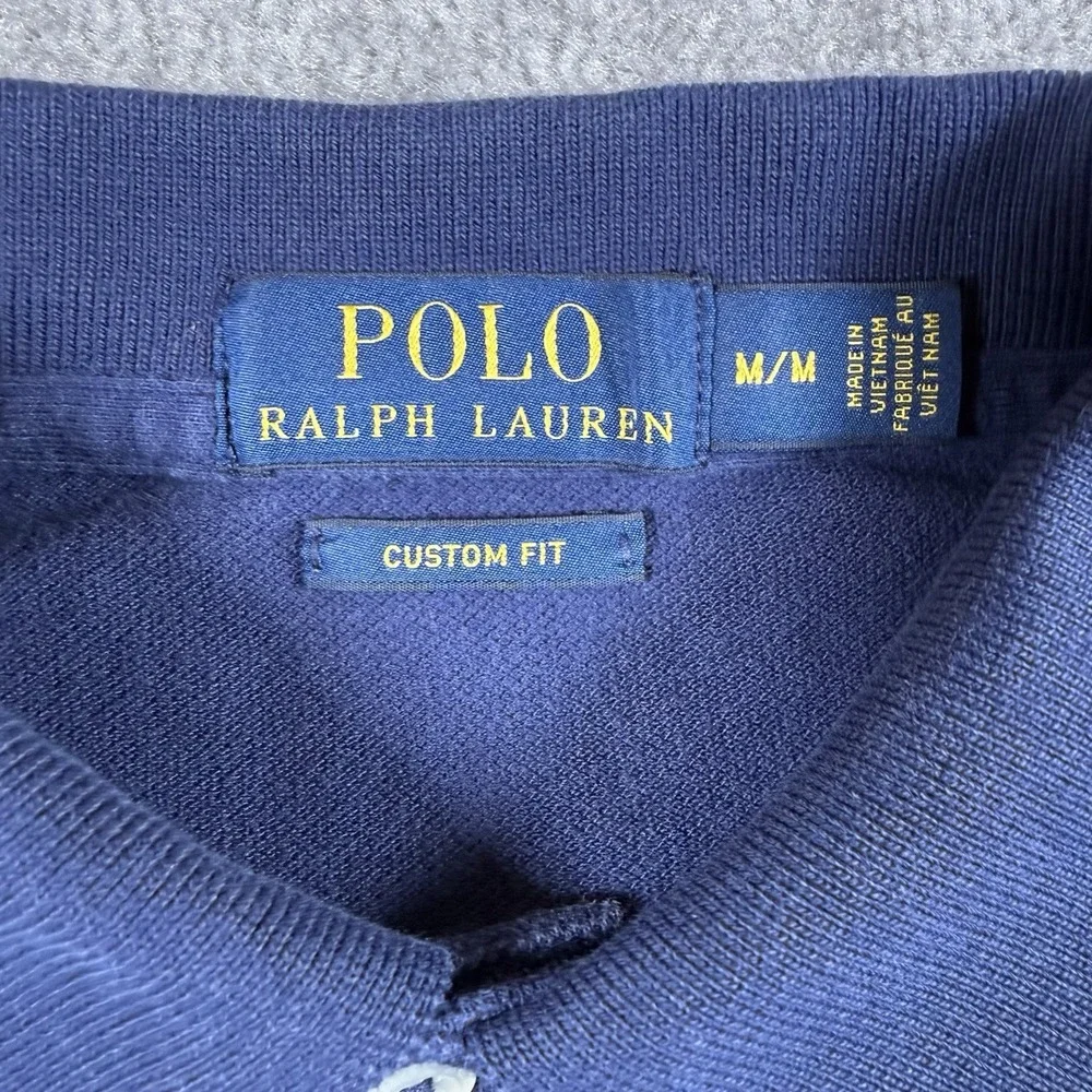 Polo Ralph Lauren Shirt Men's Medium Blue Short Sleeve Custom Fit Preppy College